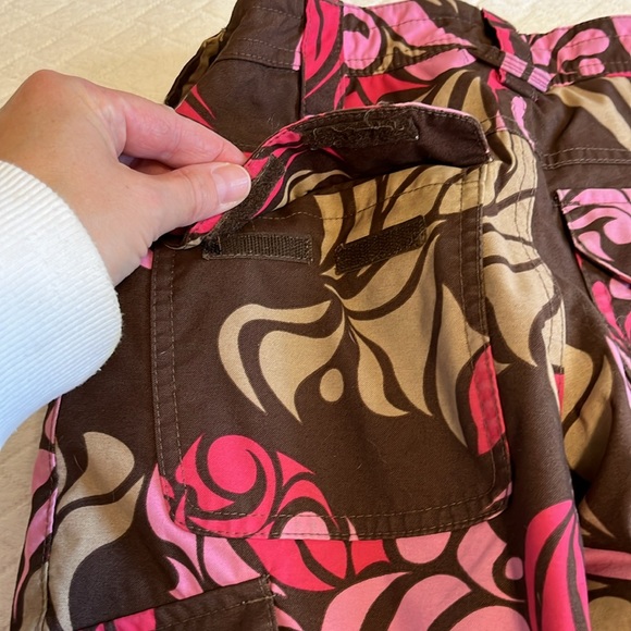 Burton snowpants snowboarding/skiing pink & brown graphic print, waterproof, 5/6 - Picture 12 of 13